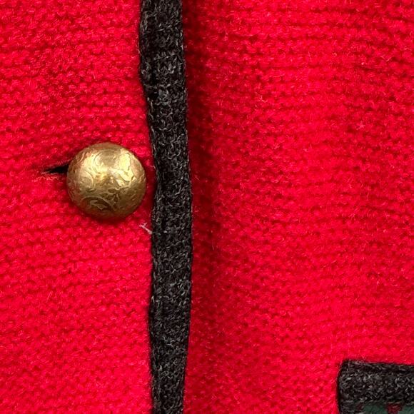 VTG 60s Wool Blazer Sweater Cardigan M/L Red Lined Mod Holiday Academia Granny - Picture 7 of 15